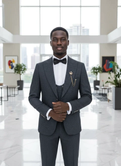 ST Cassy Conjunto de terno azul masculino de 3 peças, slim fit, blazer de casamento, vestido de festa, escritório de negócios