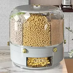 Cozinha Caixa De Armazenamento Com 360 Graus De Rotação, Distribuidor De Arroz, Selado, Cereal Seco, Balde De Grão, À Prova De Umidade, Recipiente De Alimento - loja online