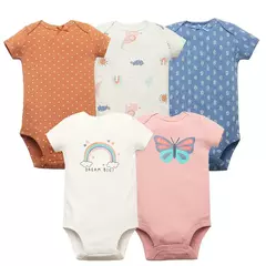 Bebê recém-nascido Cartoon Cotton Bodysuit, Macacão infantil, Roupas da moda, Roupas de menino e menina, 5pcs por lote - loja online