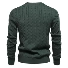 AIOPESON-Suéteres masculinos de algodão bordados em girafa, pulôver com gola redonda, clássico estampado torção, malha masculina