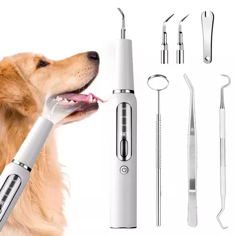 Dispositivo de cálculo de dente de cachorro, escova de dentes ultrassônica elétrica, raspador de dente de animal de estimação, ferramenta de limpeza de placa, kit de cuidados dentários para cães e gatos