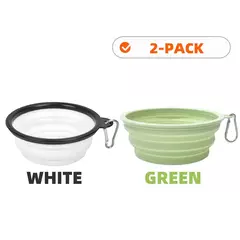 2 pçs dobrável pet silicone cão comida tigela de água acampamento ao ar livre viagem portátil dobrável suprimentos pratos com mosquetão - Wolf Magazine