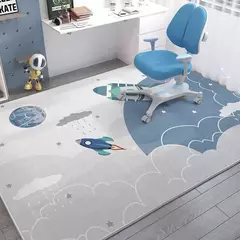 Tapetes infantis com padrão de ônibus espacial, tapetes antiderrapantes, sala