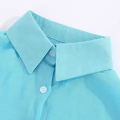 Camisa de linho de algodão vintage borboleta impressão superior lapela manga longa ol feminino topos casual branco botão acima camisas blusas - comprar online