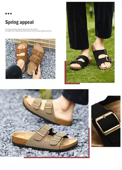 Sandálias masculinas de couro para praia, chinelo confortável, sapatos de marca original, verão 2022