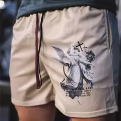 Calções de Ginásio Y2K para Homens e Mulheres, Angel Cross Impressão 3D, Casual Sports, Malha, Secagem Rápida, Respirável, Basquetebol, Verão, Unissex