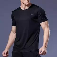 Imagem do Manga Curta Masculina Esporte T-Shirt, Camiseta de Corrida Rápida, Camisa de Fitness Respirável, Top De Seda De Gelo, Camisas De Futebol De Ginásio, Roupas Masculinas