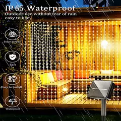 Outdoor Solar Curtain String Light, Waterfall Garland, Fairy Lights, Jardim, Halloween, Decoração de Natal, Iluminação do feriado, 300LEDs - loja online