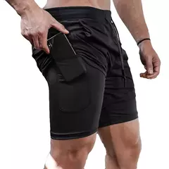 Running Shorts Men Sportswear 2 In 1 Compression Jogging Short Pants Double-deck Bottoms Gym Fitness Training Sport Shorts - comprar online
