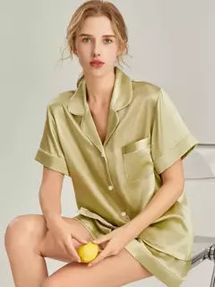 Conjuntos de pijama de seda falsa feminino, pijamas sólidos, noite para dormir, roupas de casa, moda coreana, 2 peças, verão - comprar online