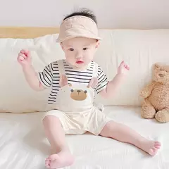 Uma peça macacão de algodão puro para o bebê, manga curta, elegante, masculino e feminino, verão - Wolf Magazine