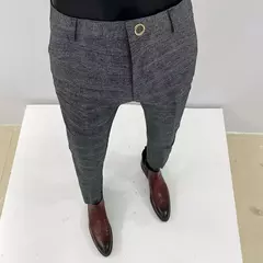 Homens terno calças calças formais pantalone hombre estiramento fino cor sólida vestido casual calças de comprimento total moda novas roupas masculinas na internet