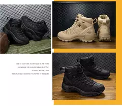 Botas de couro antiderrapante ao ar livre para homens, botas de deserto respiráveis, botas confortáveis, sapatos de trabalho, inverno - loja online