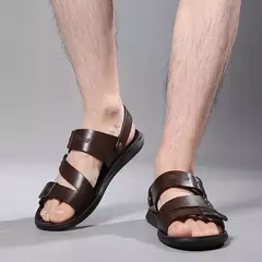 Moda Confortável Sandálias Masculinas Cor Sólida Open Toe Mens Sandálias De Couro 2023 Novos Chinelos De Praia para Calçado De Couro Masculino na internet