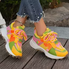Novas mulheres tênis de malha respirável plataforma tênis feminino casual rendas até ao ar livre sapatos femininos baixo topo zapatos de mujer - Wolf Magazine