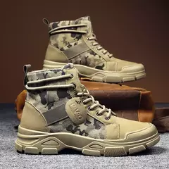Botas masculinas casuais ao ar livre botas de deserto outono moda camuflagem rendas sapatos de plataforma homem botas masculinas zapatos hombre