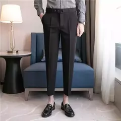 Calça de negócios justa masculina recortada, calça reta elástica, terno masculino de alfaiataria social, estiramento formal tressed, verão, 9 calças recortadas - comprar online