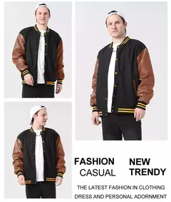 Imagem do Patches masculinos jaqueta bomber bloco de cores varsity beisebol outerwear casual solto primavera e outono confortável casacos unissex 24h enviado