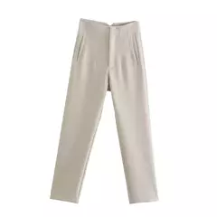 Imagem do Willshela-Calça reta de cintura alta feminina, calça de zíper frontal, comprimento total, moda feminina chique, vintage