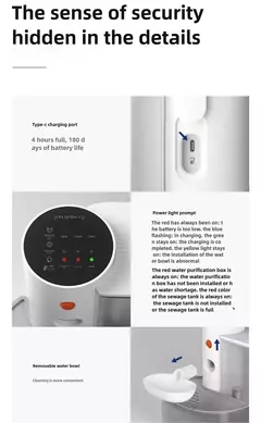 Dispensador de água para gatos, fonte de água móvel desconectada, alimentador de água automático para cães de estimação, bebedor para animais de estimação, fonte para gatos - loja online