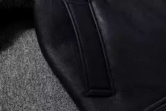 AYUNSUE-Jaqueta bomber de couro genuíno masculina, casacos pretos, roupas grandes, pele de carneiro natural, inverno - Wolf Magazine