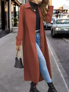 Trench coat de Natal para mulheres, casaco de manga comprida com botões, lapela solta, roupas ao ar livre, moda, outono e inverno, 2024 na internet