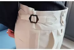 Calça formal de botão de cintura alta estilo britânico masculina, terno casual empresarial, calça de escritório, monocromática, alta qualidade, nova, primavera - comprar online