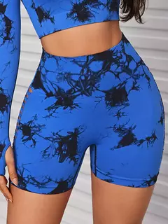 Tie Dye Hollow Out Shorts de levantamento de bumbum de cintura alta para mulheres, exercício sexy, ao ar livre e corrida, verão na internet