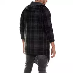 Casaco de malha longa masculino, cardigã fino, jaqueta xadrez, capa com capuz, moda steampunk - comprar online