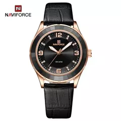 Imagem do NAVIFORCE-Relógio de couro simples feminino, relógios de pulso casuais, relógio de quartzo feminino, original, nova moda