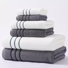 Algodão Bathroom Towels Set, Super Absorvente, 2 Hand Towels, 2 Face Towel, Hotel White Towel, 34x34, 35x75, 70x140, 6 Pcs - loja online