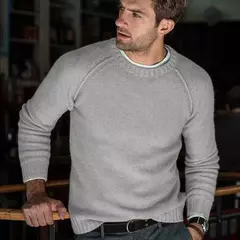 Casual Slim Fit masculino malha camisola, o-pescoço malhas, pulôver monocromático, outono, inverno, conforto, novo, S-3XL - comprar online