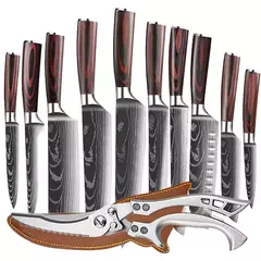 WXCOO-Aço Inoxidável Chef Japonês Faca Set, Tesoura De Cozinha, Faca De Desossagem, Carne Cutelo, Frutas Cutelo, Peixe, Santoku Facas
