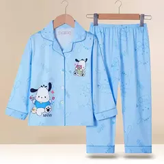 Sanrio Cinnamon Kuromi Pijama infantil, pijama solto, cardigã casual, manga longa, minha melodia, roupas de anime kawaii, gola aleta