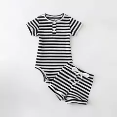 2 pçs verão bebê menino conjuntos de roupas manga curta bodysuit + shorts moda roupas de bebê recém-nascido