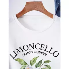 Camiseta feminina estampada em frutas com letras, gola redonda, manga curta, casual, tendência da moda street, plus size, verão na internet