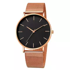 Relógio de pulso de malha de aço inoxidável feminino, feminino Fashion, Casual, Simples, Quartzo, Hora de Metal, Feminino, Preto na internet