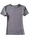 Camiseta feminina com ajuste magro, manga curta apertada, camiseta com gola O, tops básicos de corte sólido, casual, verão