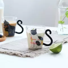 Cat Glass Coffee Mug with Handle, 250ml, Bonito, Leite, Chá, Suco, Água, Chávena, Casa, Cozinha, Escritório, Drinkware, Tumbler Gift - loja online