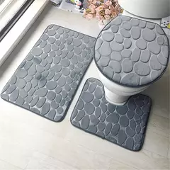 Jogo antiderrapante da esteira do banho do banheiro, Tapete De Cobblestone, Tapetes de chuveiro absorventes, Tampa do vaso sanitário, 2Pcs Set, 3 Pcs - Wolf Magazine
