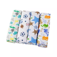 Cobertor de fraldas de flanela supermacio do bebê, Envoltório recém-nascido, 100% algodão, Swaddle impressão, 76x76cm, 4Pc Pack na internet