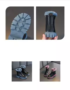 Botas de neve de pele sintética para meninas, botas grossas quentes, sola macia, antiescorregadia, estilo coreano, moda inverno, 6 a 18 anos - loja online