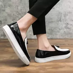 Sapatos casuais de couro de verão sapatos de escritório para homens de condução mocassins confortáveis deslizamento em sapatos de moda de festa