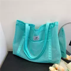 Imagem do Bolsa de Ombro de Malha Transparente para Mulheres, Bolsa Elegante, Portátil, Compras, Viagens, Praia, Net, Tote