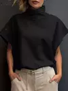 ZANZEA-Camisa feminina elegante de gola alta, blusa manga curta, casual, tops de escritório soltos, festa, moda verão, 2022
