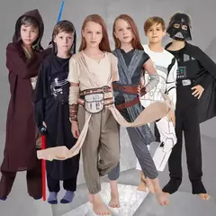 2024 novo traje de guerreiro preto tempestade soldado darth vader anakin skywalker menina guerras rey cosplay festa traje roupas capa máscara - loja online
