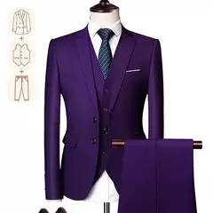 Terno casual de negócios masculino para casamentos, blazer genuíno, colete e calças, grande e alto, colete slim fit, calças de vestido, tamanho EUA - comprar online