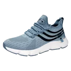 Imagem do Sapatilhas esportivas de malha leve respirável masculina, tênis casual ao ar livre, tênis preto, corrida atlética, tênis para caminhada