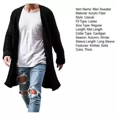 Cardigã de malha de algodão masculino, suéteres finos de manga comprida, outwear masculino monocromático, casaco quente, moda casual, novo, outono, inverno