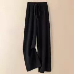 Calça feminina de malha elástica de cintura alta, até o tornozelo, grossa, quente, chique, casual, básica, macia, reta, moda coreana